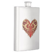 Red Filigree Heart Flask Heupfles (Rechts)