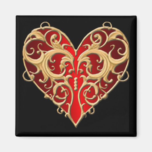 Red Filigree Heart Magnet (Voorkant)