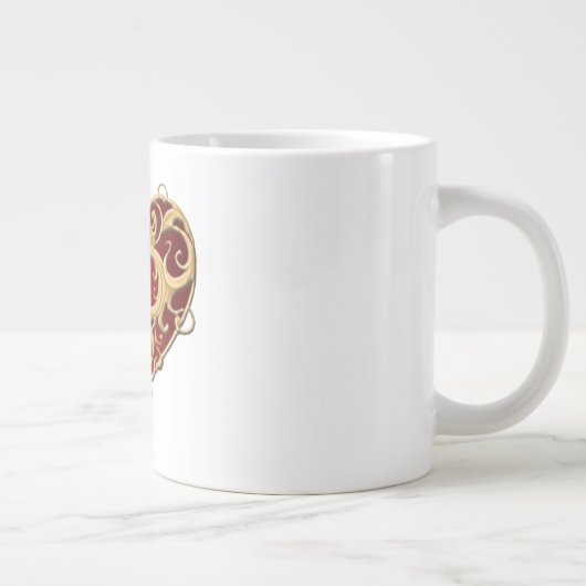 Red Filigree Heart Mok (Rechts)