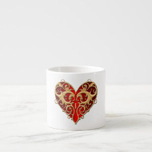 Red Filigree Heart Mok