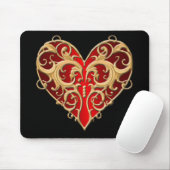 Red Filigree Heart Muismat (Met muis)