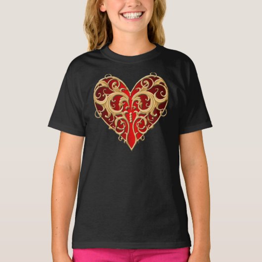 Red Filigree Heart Shirt (Voorkant)