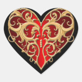 Red Filigree Heart Stickers (Voorkant)