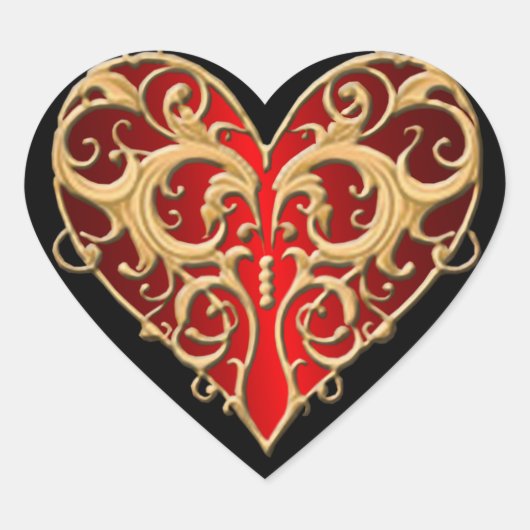 Red Filigree Heart Stickers (Voorkant)