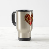 Red Filigree Heart Travel Mug Reisbeker (Voorkant links)