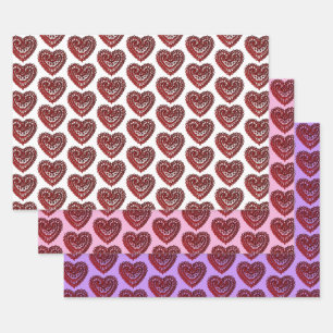 Red Filigree Hearts Collectie Inpakpapier Vel