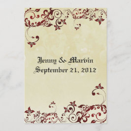 Red Filigree Wedding Invitation Kaart
