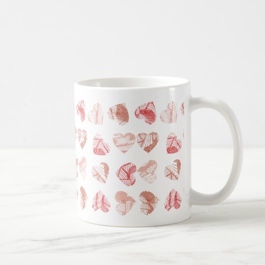 Red Fingerprint Hearts Pattern Valentines Day Koffiemok (Rechts)