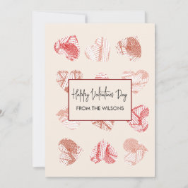 Red Fingerprint Pattern Valentines Day Feestdagenkaart