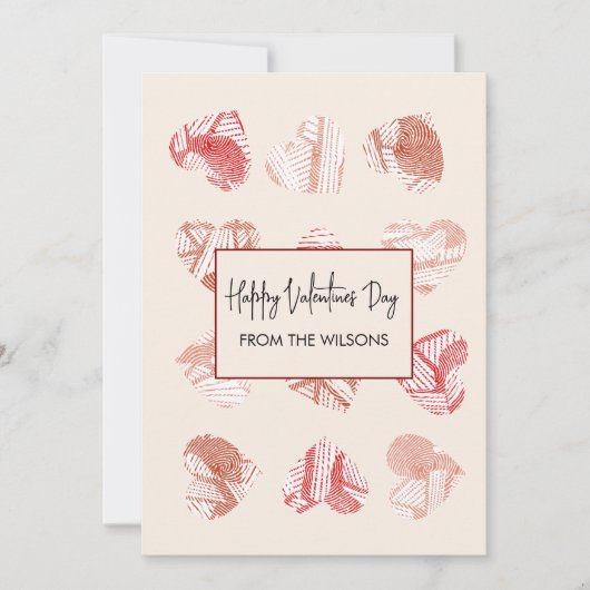 Red Fingerprint Pattern Valentines Day Feestdagenkaart (Voorkant)