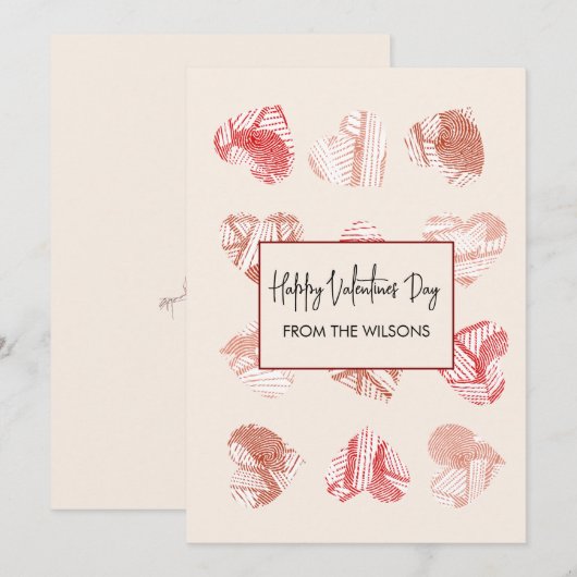 Red Fingerprint Pattern Valentines Day  Feestdagenkaart (Voorkant / Achterkant)
