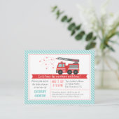 Red Fire Baby Boy Shower Party Invitation Kaart (Staand voorkant)