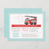 Red Fire Baby Boy Shower Party Invitation Kaart (Voorkant / Achterkant)