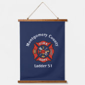 Red Fire Department Logo Custom Hangend Wandkleed (Voorkant)