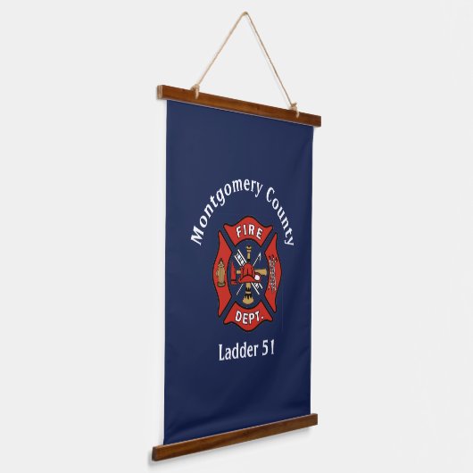 Red Fire Department Logo Custom Hangend Wandkleed (Gebogen)