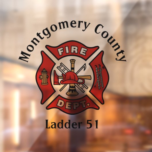 Red Fire Department Logo Custom Raamsticker (Vel 2)