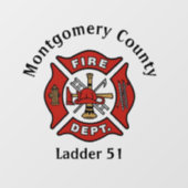 Red Fire Department Logo Custom Raamsticker (Vel)