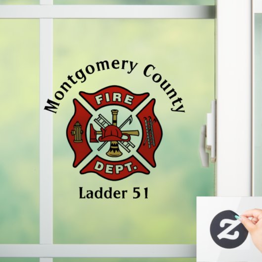 Red Fire Department Logo Custom Raamsticker (Huis)