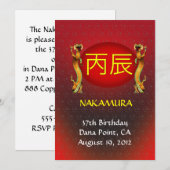 Red Fire Dragon Birthday Invite Kaart (Voorkant / Achterkant)