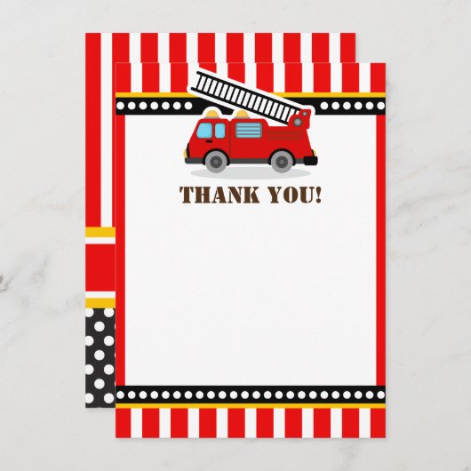 Red Fire Engine Dank je wel Bedankkaart (Voorkant / Achterkant)
