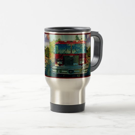 Red Fire-engine Fireman's Travel Mug Reisbeker (Voorkant rechts)