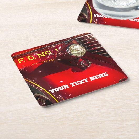 Red Fire Engine Kartonnen Onderzetters (Schuin)