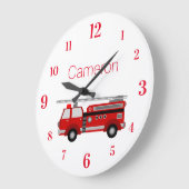 Red Fire Engine met uw eigen aangepaste naam Grote Klok (Hoek)