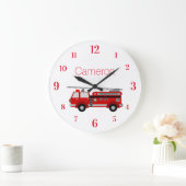 Red Fire Engine met uw eigen aangepaste naam Grote Klok (Huis)