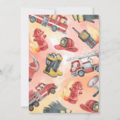 Red Fire Engine Truck Baby shower Kaart (Achterkant)