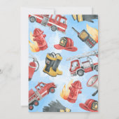 Red Fire Engine Truck Baby shower Kaart (Achterkant)