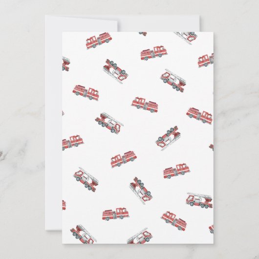 Red Fire Engine Vrachtwagen Verjaardagsfeestuitnod Kaart (Achterkant)
