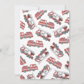 Red Fire Engine Vrachtwagen Verjaardagsfeestuitnod Kaart (Achterkant)
