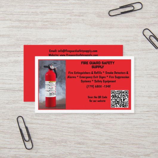 Red Fire Extinguisher Fire Safety   Visitekaartje (Voorkant / Achterkant in situ)