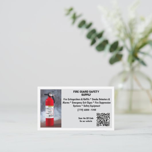 Red Fire Extinguisher Fire Safety Visitekaartje (Staand voorkant)