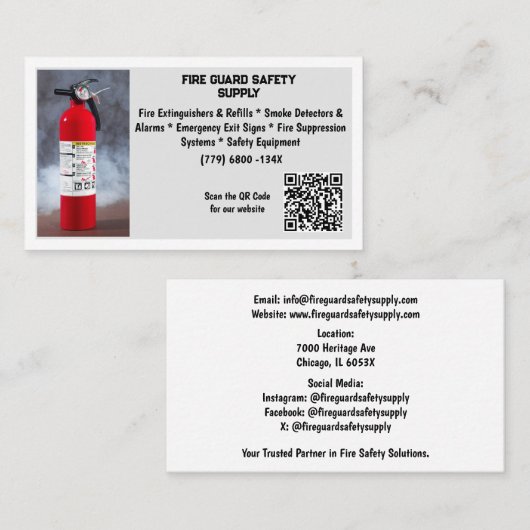 Red Fire Extinguisher Fire Safety   Visitekaartje (Voorkant / Achterkant)