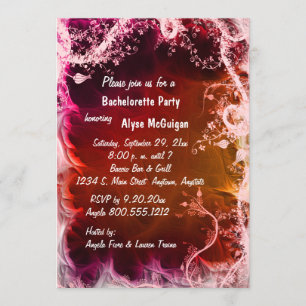 Red Fire Floral Bachelorette Kaart