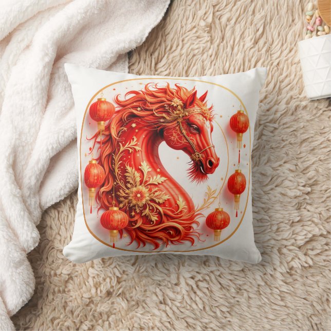 Red Fire Horse – 2026 Nieuwjaarsfeest Ontwerp Kussen (Deken)