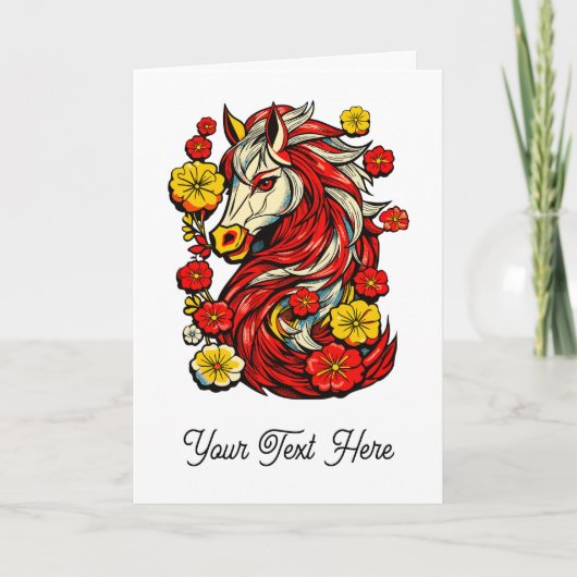 Red Fire Horse – Chinese Zodiac 2026 Kaart (Voorkant)