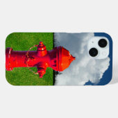 Red Fire Hydrant, Grass, Cloudy Sky Case-Mate iPhone Case (Achterkant (horizontaal))