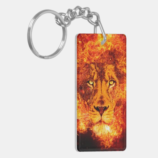 Red Fire Lion Sighted Moon Logo Sleutelhanger (Voorkant Links)