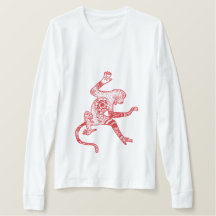 Red Fire Monkey Jersey T-shirt met lange mouwen, w