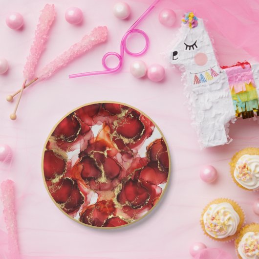 Red Fire Pattern Papieren Bordje (Feest)