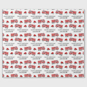 Red Fire Truck and Pet Personalized Birthday Cadeaupapier (Vlak)