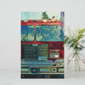 Red Fire Truck Art Gift Briefpapier (Staand voorkant)