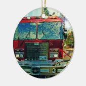 Red Fire Truck Art Gift Keramisch Ornament (Links)