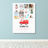 Red Fire Truck Baby First Year Photo Collage Canvas Afdruk (Insitu (Houten vloer))