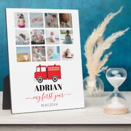 Red Fire Truck Baby First Year Photo Collage Fotoplaat