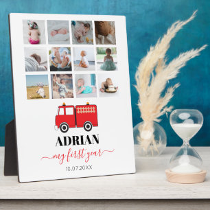Red Fire Truck Baby First Year Photo Collage Fotoplaat