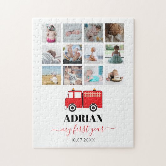 Red Fire Truck Baby First Year Photo Collage Legpuzzel (Verticaal)