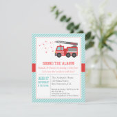 Red Fire Truck Baby shower Party Invitation Kaart (Staand voorkant)